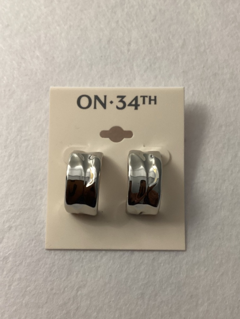On 34th Silver Metal Hoop Earrings